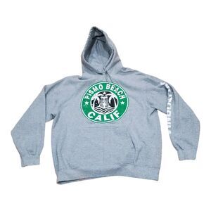 Vintage Starbucks Sweater Hoodie Pismo Beach California Sweatshirt Sz XL Gray